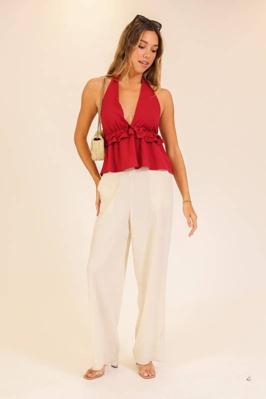 Ruffled Babydoll Halter Top