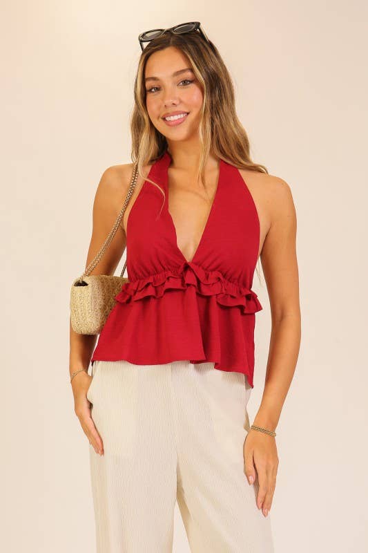 Ruffled Babydoll Halter Top