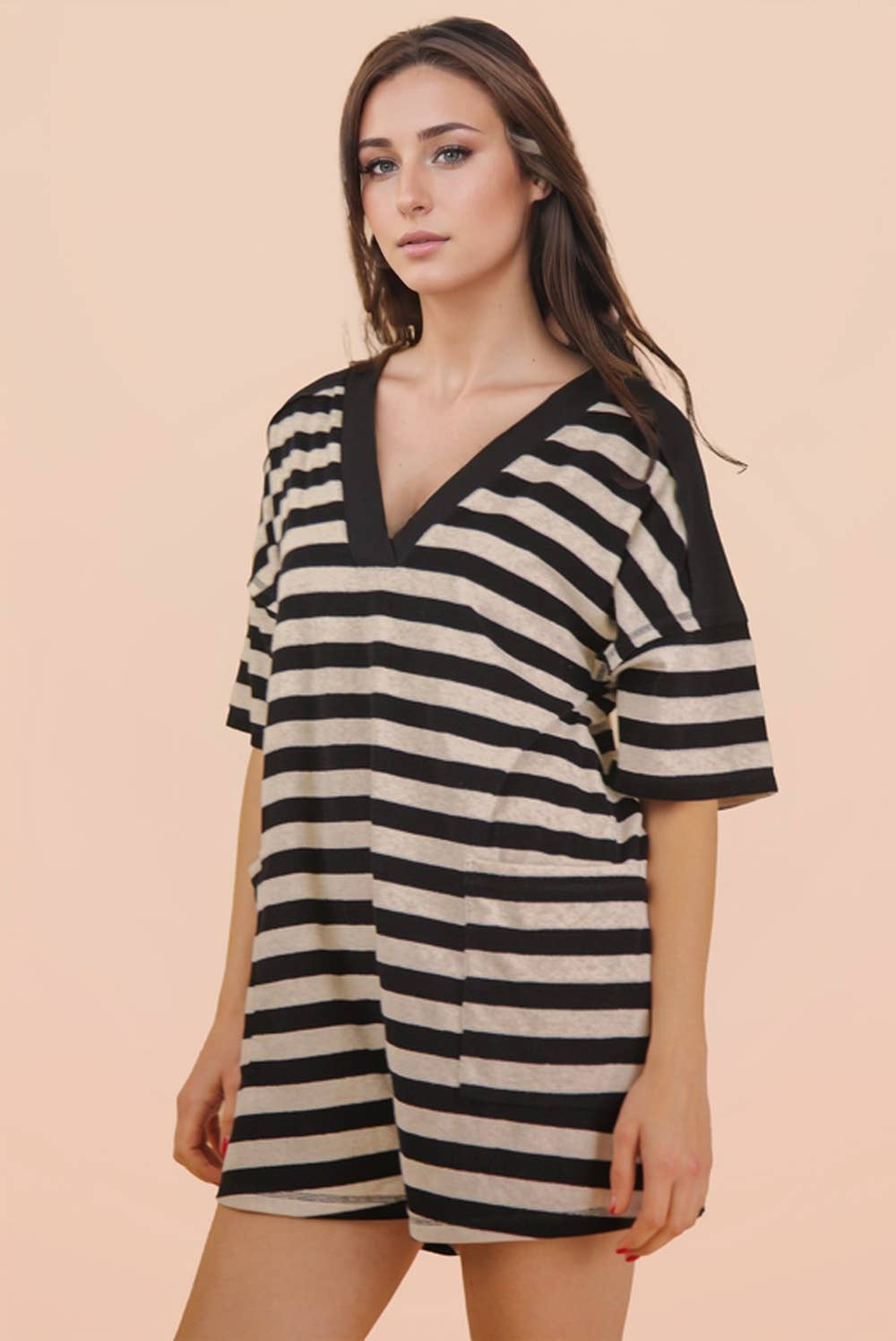Stripe Casual Knit Romper