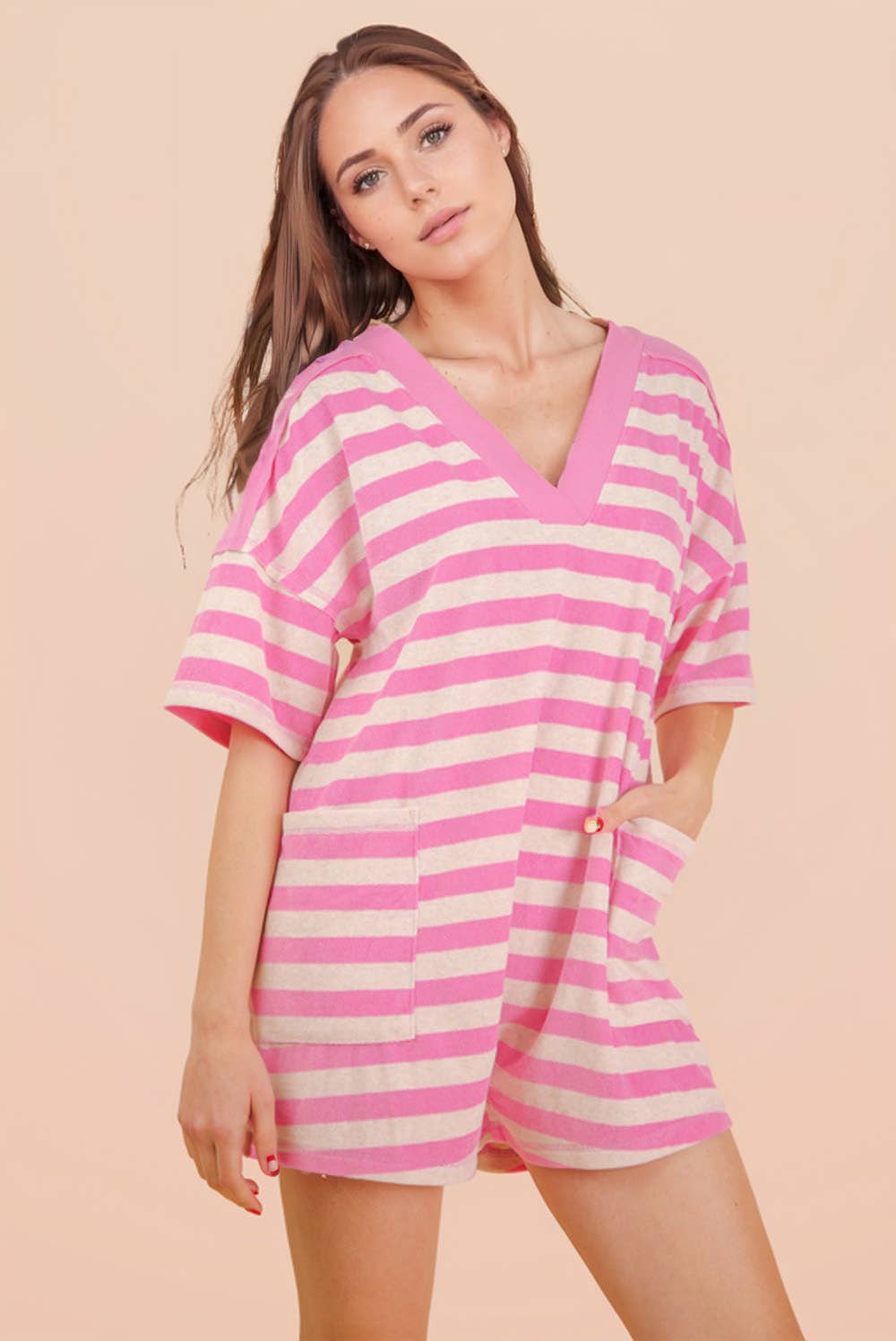 Stripe Casual Knit Romper