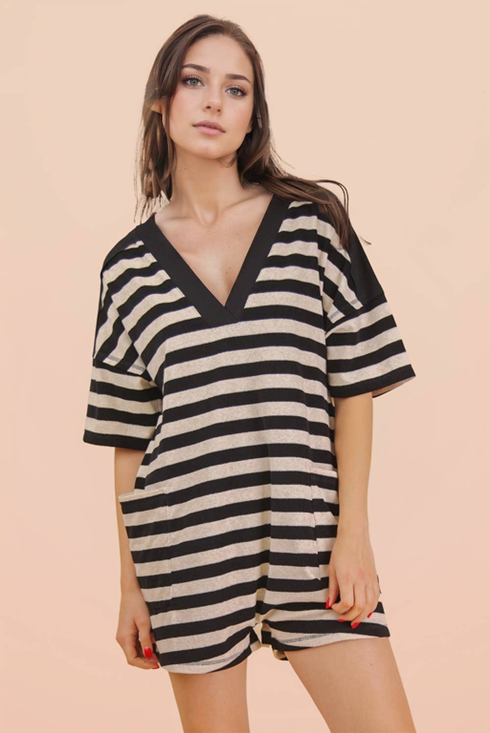 Stripe Casual Knit Romper