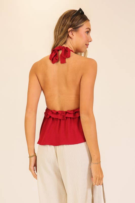 Ruffled Babydoll Halter Top