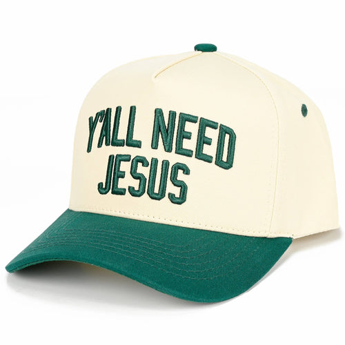 C.C Y'ALL NEED JESUS Embroidered Letter Two Tone Trucker Hat