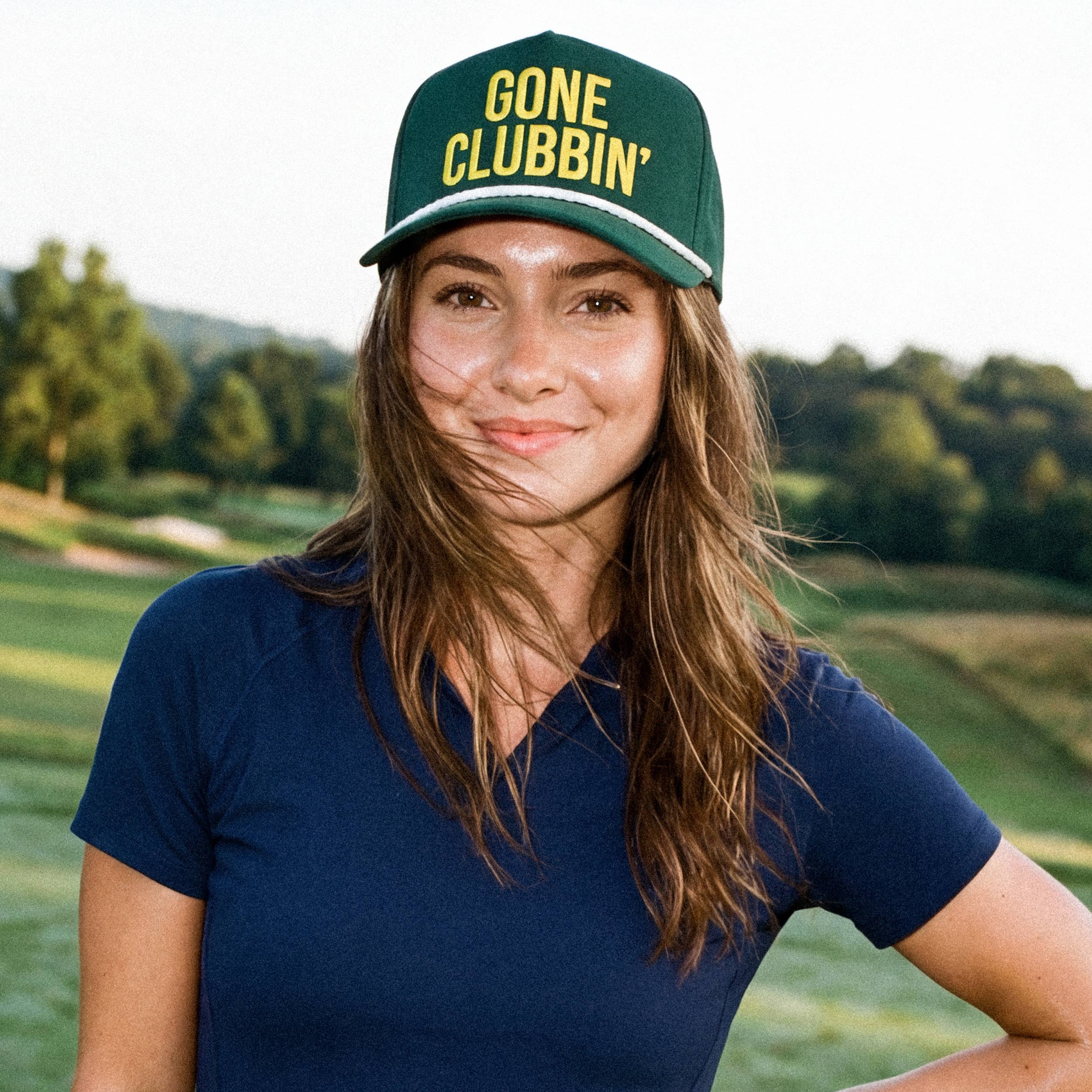 C.C GONE CLUBBIN' Letter with Rope on Two Tone Trucker Hat