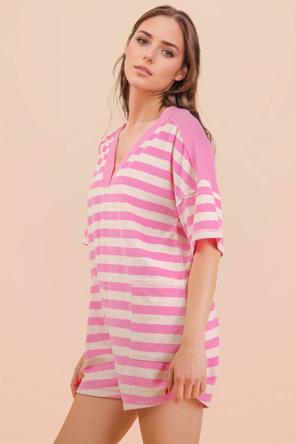 Stripe Casual Knit Romper