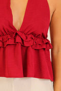 Ruffled Babydoll Halter Top